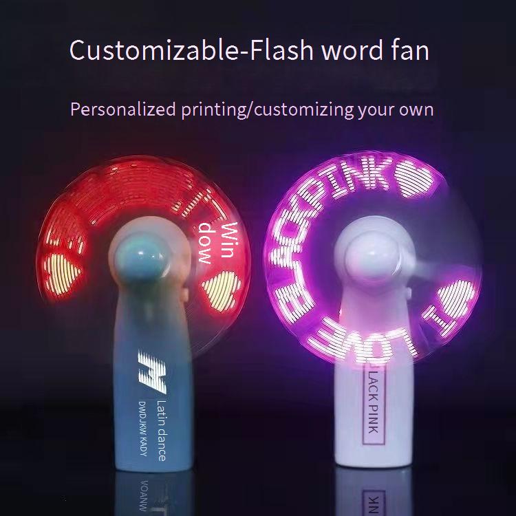 LED small fan with words customizable fonts