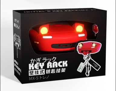 Car Open Headlight Key Holder Creative Wall Mount Hook AE86/MX5 Cars Keychain accessorie Hanger for Home Hallway Entrance (AE86【Black】)