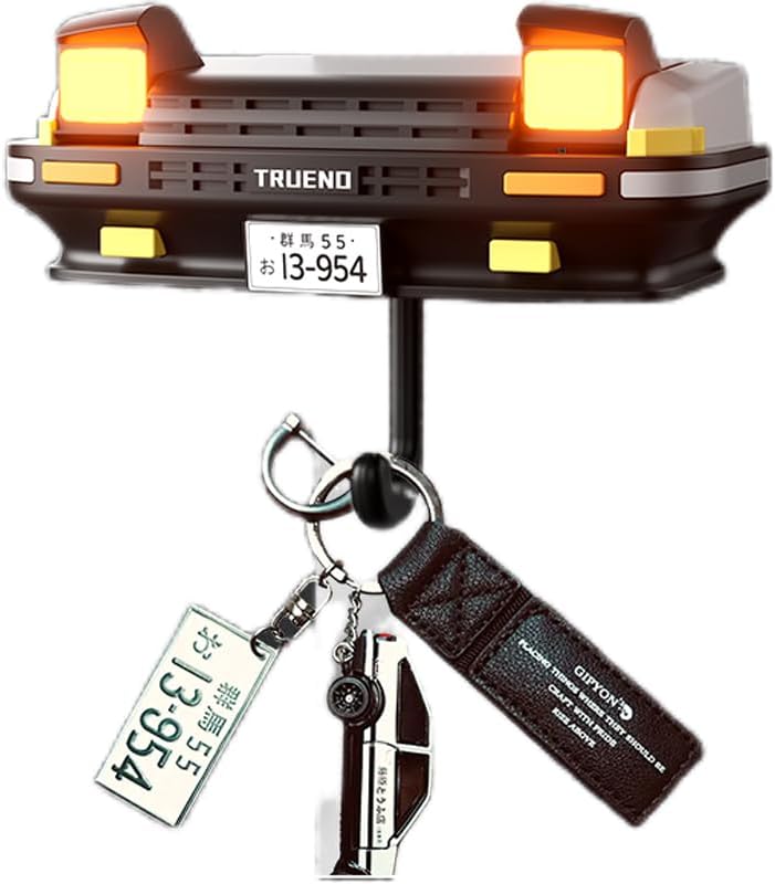 Car Open Headlight Key Holder Creative Wall Mount Hook AE86/MX5 Cars Keychain accessorie Hanger for Home Hallway Entrance (AE86【Black】)