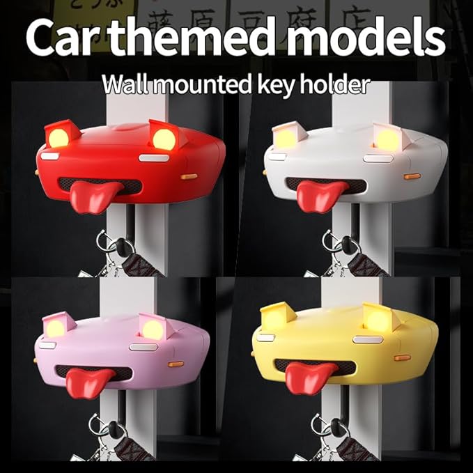 Car Open Headlight Key Holder Creative Wall Mount Hook AE86/MX5 Cars Keychain accessorie Hanger for Home Hallway Entrance (AE86【Black】)